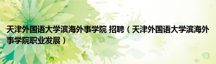 天津外国语大学滨海外事学院 招聘（天津外国语大学滨海外事学院职业发展）