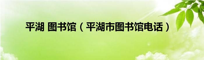 平湖 图书馆（平湖市图书馆电话）