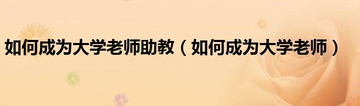 如何成为大学老师助教（如何成为大学老师）