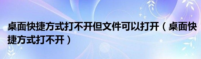 桌面快捷方式打不开但文件可以打开（桌面快捷方式打不开）