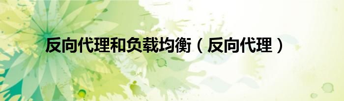 反向代理和负载均衡（反向代理）