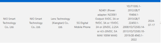 Nio Phone 2即将上市3C曝光将配备100W充电器