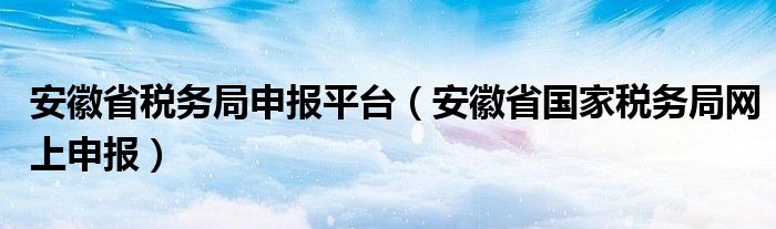 安徽省税务局申报平台（安徽省国家税务局网上申报）