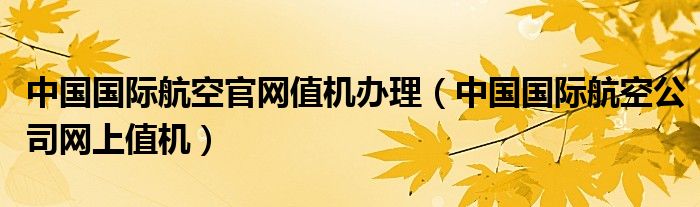 中国国际航空官网值机办理（中国国际航空公司网上值机）