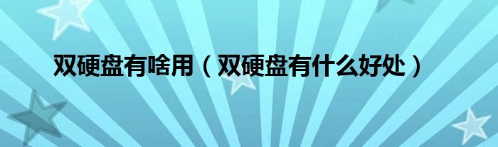 双硬盘有啥用（双硬盘有什么好处）