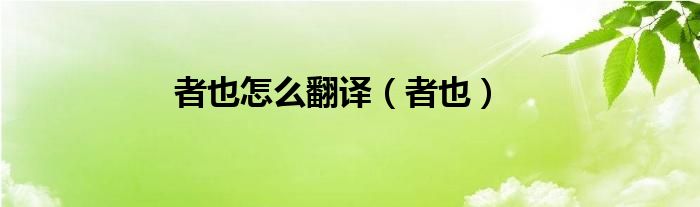 者也怎么翻译（者也）