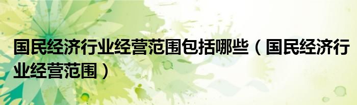 国民经济行业经营范围包括哪些（国民经济行业经营范围）
