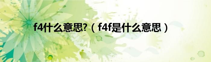 f4什么意思?（f4f是什么意思）