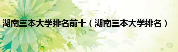 湖南三本大学排名前十（湖南三本大学排名）