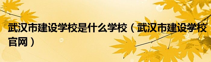 武汉市建设学校是什么学校（武汉市建设学校官网）