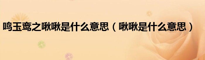 鸣玉鸾之啾啾是什么意思（啾啾是什么意思）