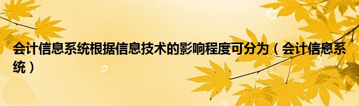 会计信息系统根据信息技术的影响程度可分为（会计信息系统）