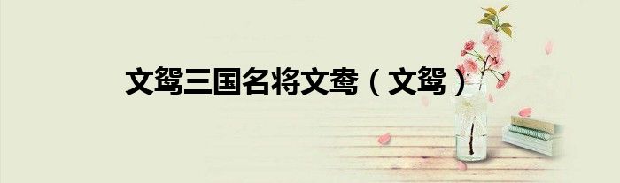 文鸳三国名将文鸯（文鸳）