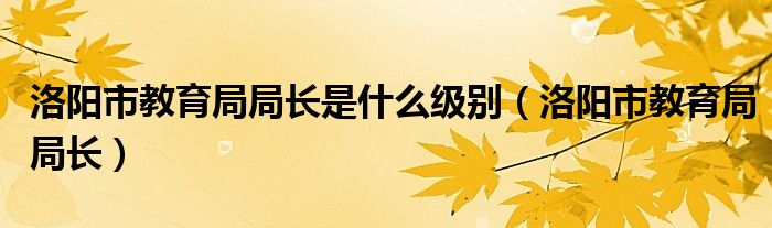 洛阳市教育局局长是什么级别（洛阳市教育局局长）