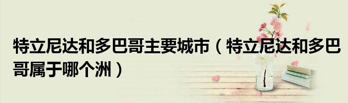 特立尼达和多巴哥主要城市（特立尼达和多巴哥属于哪个洲）
