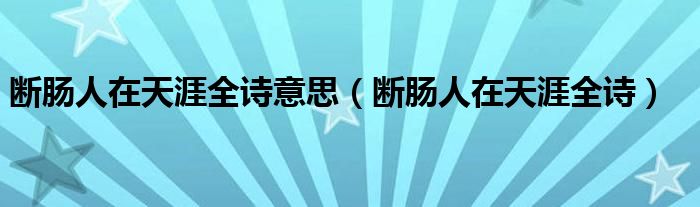 断肠人在天涯全诗意思（断肠人在天涯全诗）