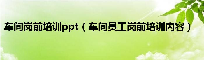 车间岗前培训ppt（车间员工岗前培训内容）