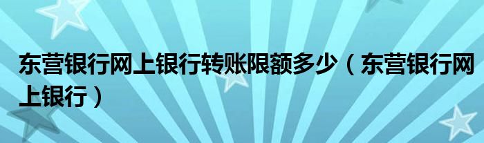 东营银行网上银行转账限额多少（东营银行网上银行）