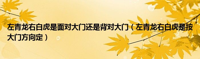 左青龙右白虎是面对大门还是背对大门（左青龙右白虎是按大门方向定）