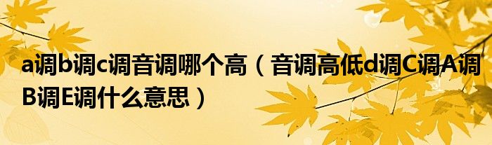 a调b调c调音调哪个高（音调高低d调C调A调B调E调什么意思）