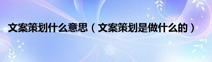文案策划什么意思（文案策划是做什么的）