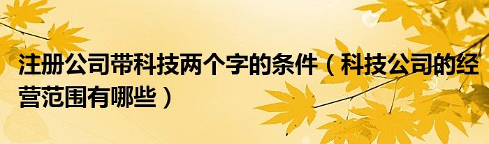 注册公司带科技两个字的条件（科技公司的经营范围有哪些）