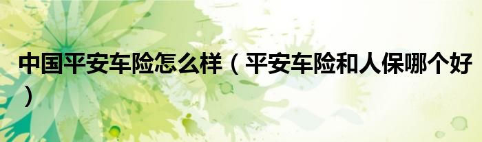 中国平安车险怎么样（平安车险和人保哪个好）