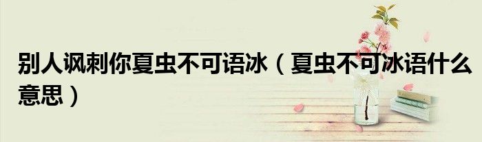 别人讽刺你夏虫不可语冰（夏虫不可冰语什么意思）