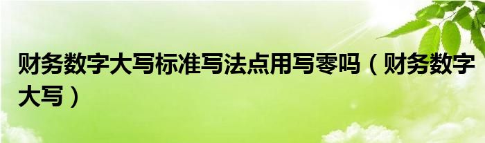 财务数字大写标准写法点用写零吗（财务数字大写）