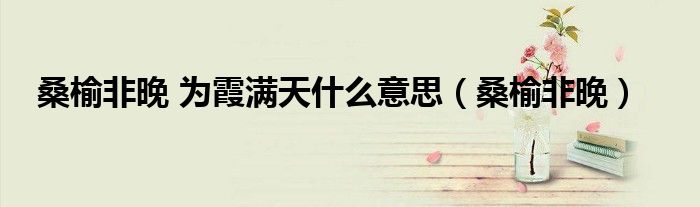 桑榆非晚 为霞满天什么意思（桑榆非晚）