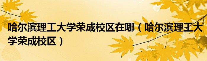 哈尔滨理工大学荣成校区在哪（哈尔滨理工大学荣成校区）