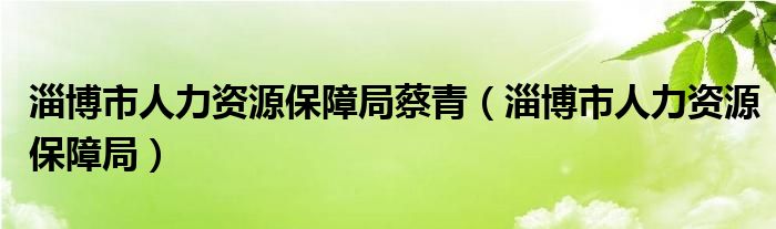 淄博市人力资源保障局蔡青（淄博市人力资源保障局）