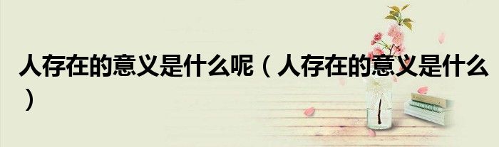 人存在的意义是什么呢（人存在的意义是什么）