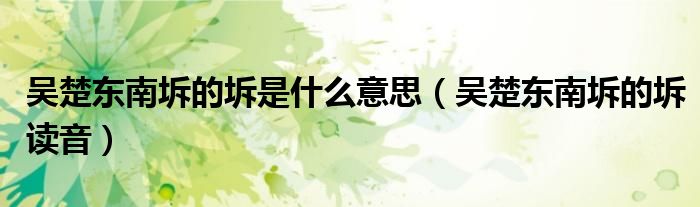 吴楚东南坼的坼是什么意思（吴楚东南坼的坼读音）