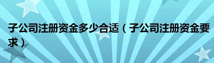 子公司注册资金多少合适（子公司注册资金要求）