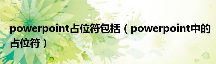 powerpoint占位符包括（powerpoint中的占位符）