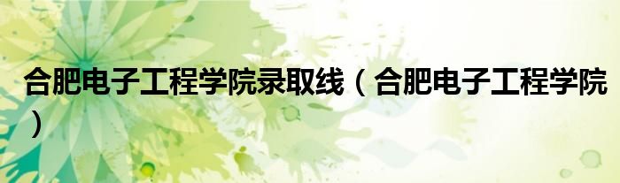 合肥电子工程学院录取线（合肥电子工程学院）