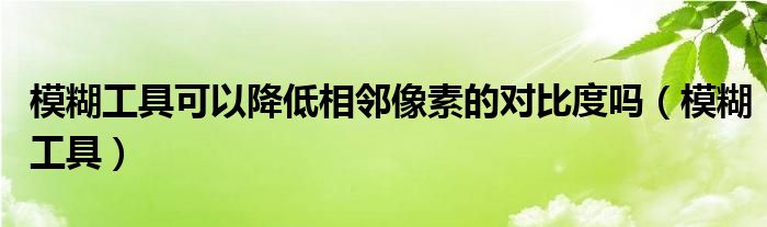 模糊工具可以降低相邻像素的对比度吗（模糊工具）