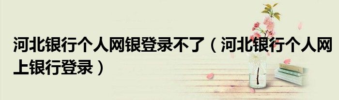 河北银行个人网银登录不了（河北银行个人网上银行登录）