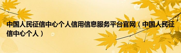 中国人民征信中心个人信用信息服务平台官网（中国人民征信中心个人）