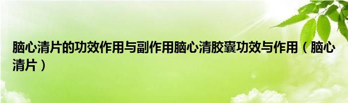 脑心清片的功效作用与副作用脑心清胶囊功效与作用（脑心清片）