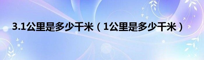 3.1公里是多少千米（1公里是多少千米）