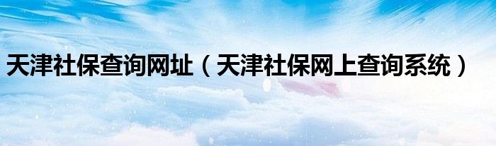 天津社保查询网址（天津社保网上查询系统）