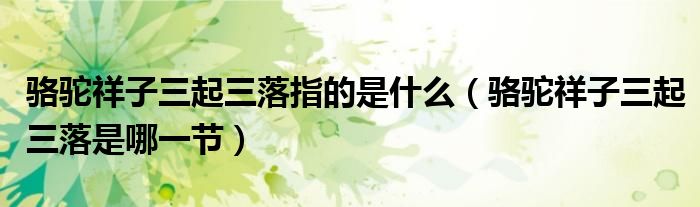 骆驼祥子三起三落指的是什么（骆驼祥子三起三落是哪一节）