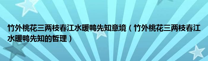 竹外桃花三两枝春江水暖鸭先知意境（竹外桃花三两枝春江水暖鸭先知的哲理）
