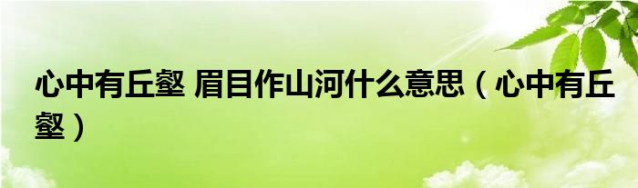 心中有丘壑 眉目作山河什么意思（心中有丘壑）
