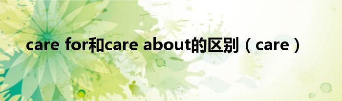 care for和care about的区别（care）