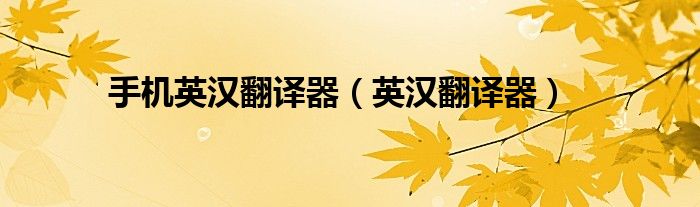 手机英汉翻译器（英汉翻译器）