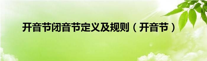 开音节闭音节定义及规则（开音节）