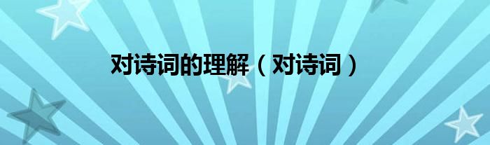 对诗词的理解（对诗词）